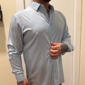 powder blue lightweight shirt with inside party sleeve